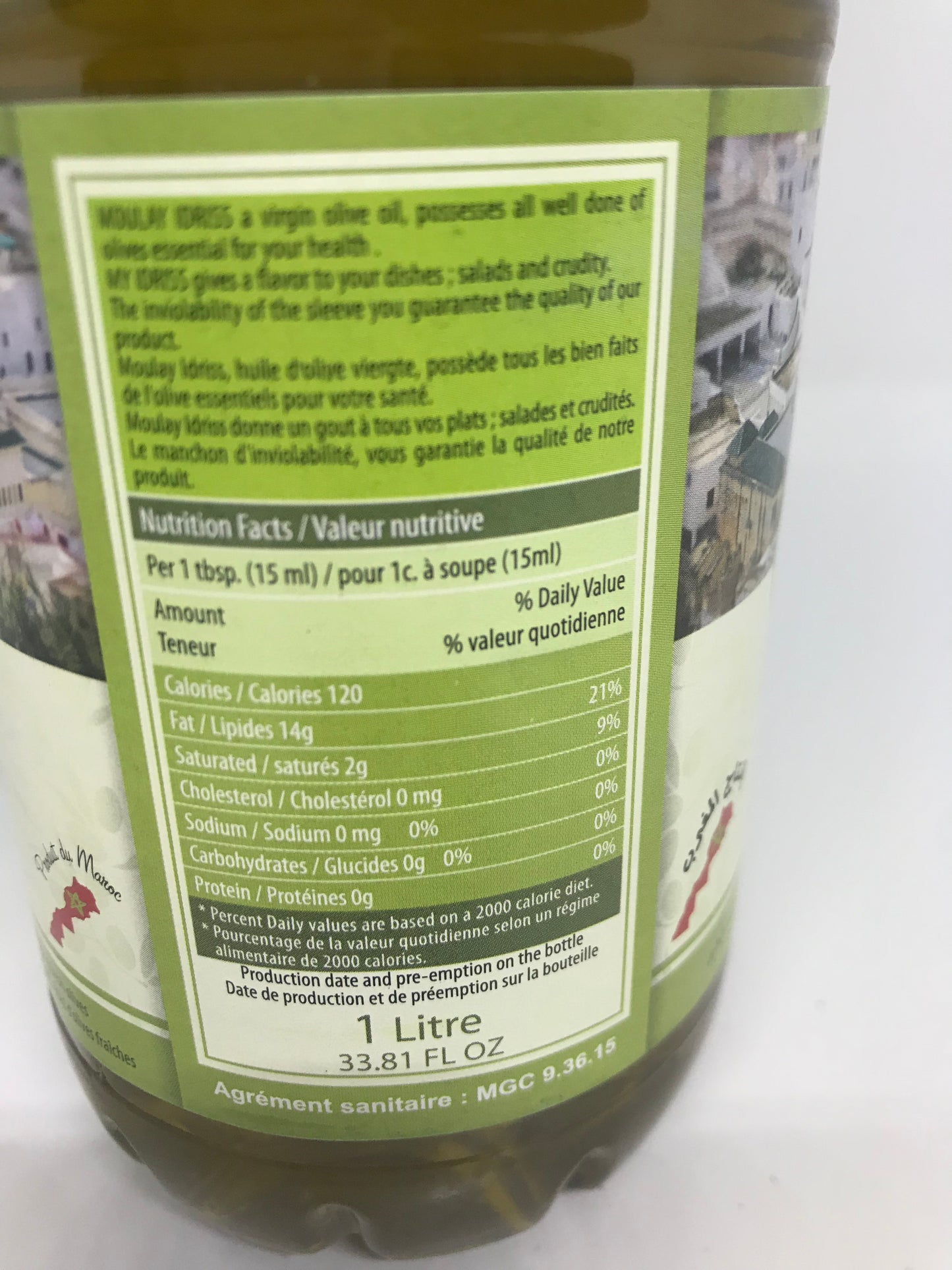 Moulay Idriss 100% Virgin Olive Oil ( Lege Olifolfolie) 1 Liter (34 oz)