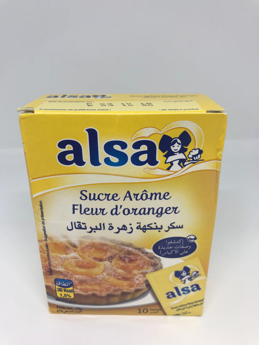 Alsa 10 Packs Sucre Arome Fleur D'oranger (Orange Flavor) 75 Gram