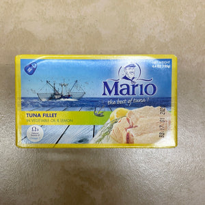 Mario tuna fillet 4.4 oz in vegetable oil and lemon